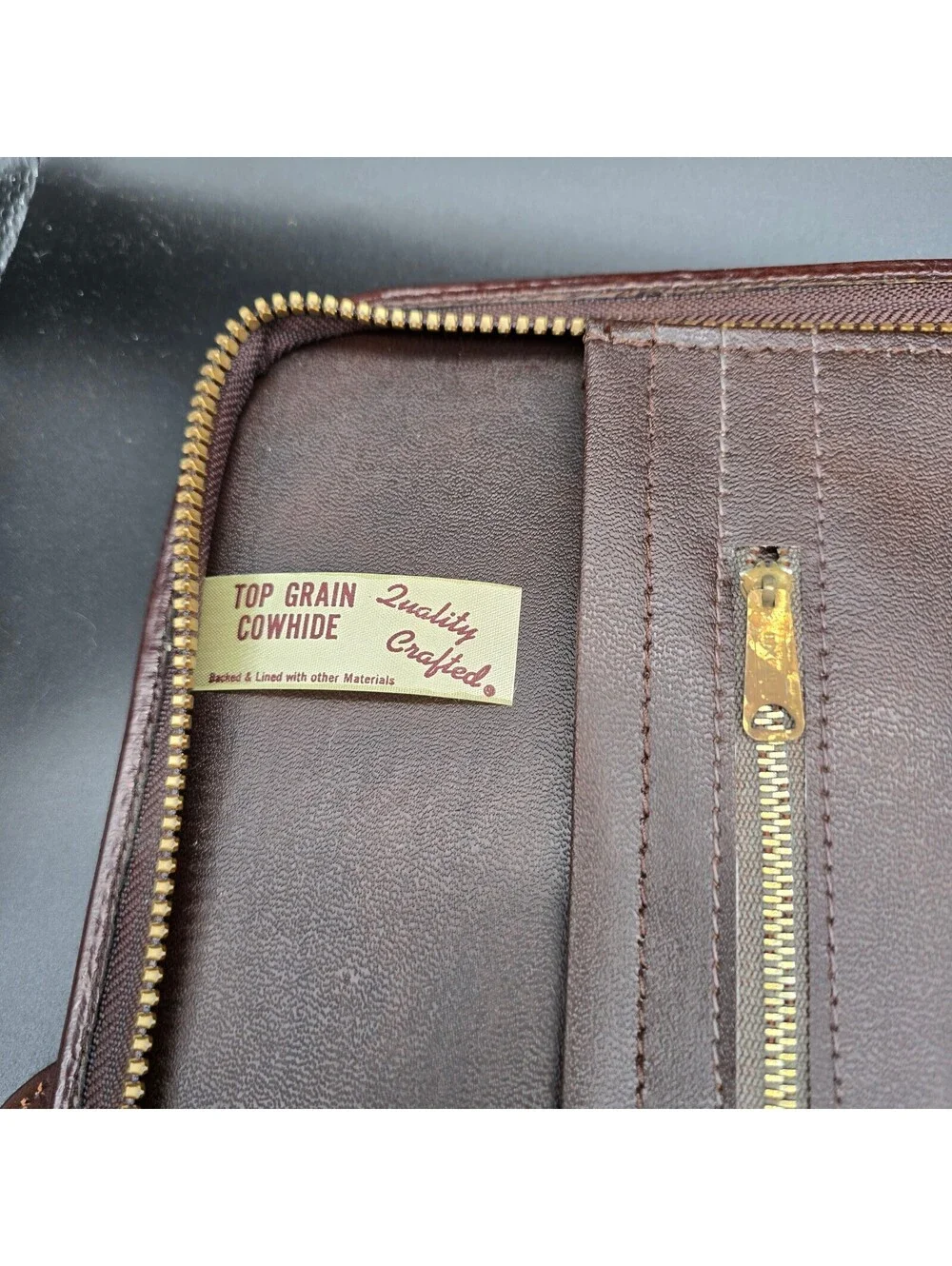 Vintage Wear Best Brown Top Grain Cowhide Leather Zip-Around Portfolio Briefcase